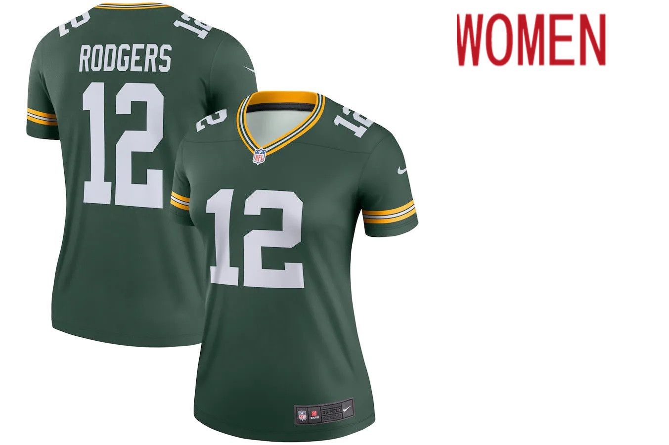Women Green Bay Packers #12 Aaron Rodgers Nike Green Legend NFL Jersey->women nfl jersey->Women Jersey